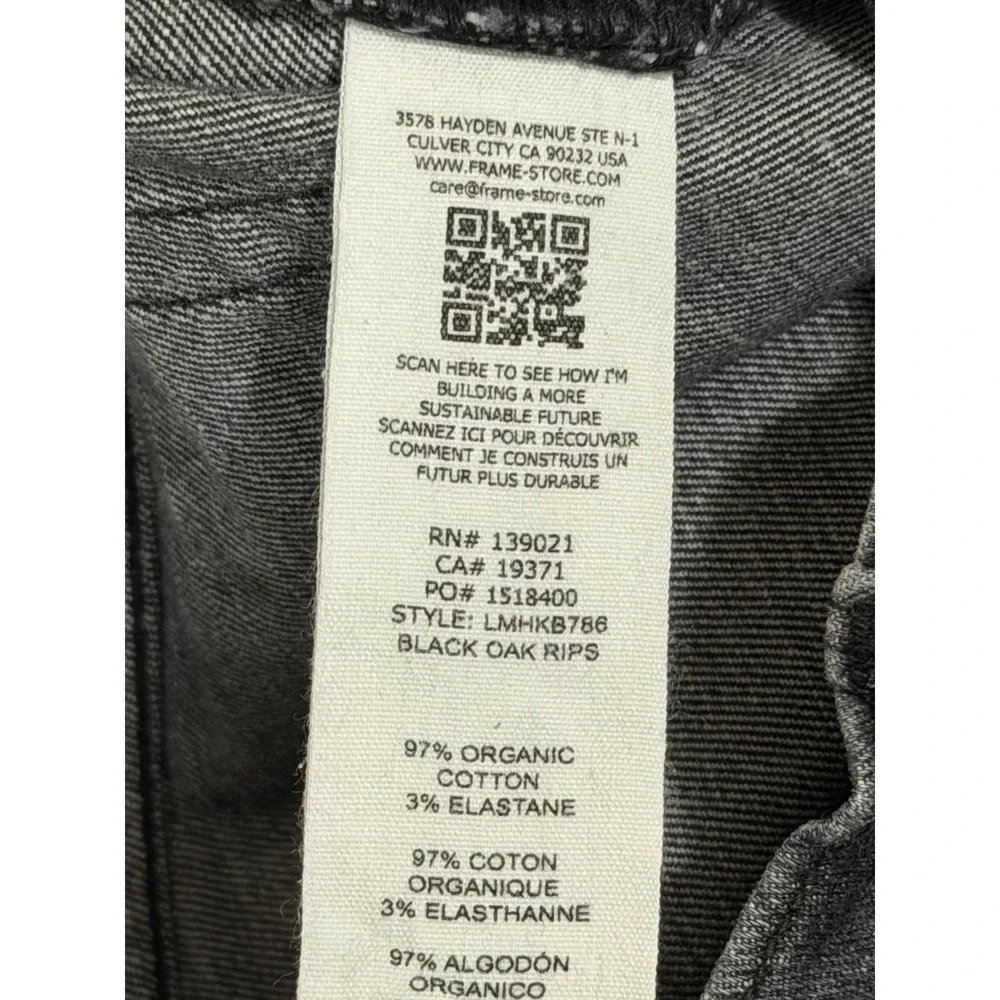 FRAME L'Homme Skinny Jeans Mens 31 Black Oak Rips‎ Distressed LMHKB786 Grey
